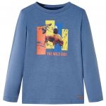 Tricou copii mâneci albastru melanj 104