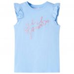 Tricou copii mâneci cu volane albastru deschis 140