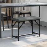 vidaXL Bancă de bucătărie, gri închis, 62x32x45 cm, oțel și textil