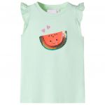 Tricou de copii, mâneci cu volane, verde pal, 104