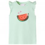 Tricou de copii, mâneci cu volane, verde pal, 140