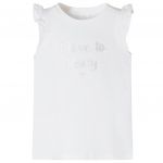 Tricou pentru copii cu mâneci cu volane, alb, 128