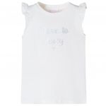 Tricou pentru copii cu mâneci cu volane, alb, 140