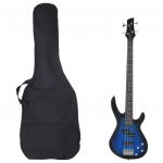 vidaXL Chitara bass electrică începători, husă, albastru/negru 4/4 46"