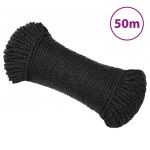 vidaXL Frânghie de lucru, negru, 3 mm, 50 m, polipropilenă