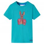Tricou pentru copii cu mâneci scurte, verde mentă închis, 104