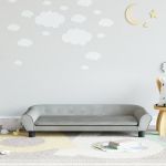 vidaXL Canapea pentru copii, gri deschis, 100x50x26 cm, catifea