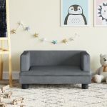 vidaXL Canapea pentru copii, gri închis, 60x40x30 cm, catifea