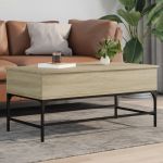 vidaXL Măsuță cafea stejar sonoma 100x50x45 cm lemn prelucrat și metal