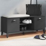 vidaXL Bancă de pantofi „VIKEN”, negru, 106x35x45 cm, lemn prelucrat