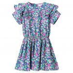 Rochie pentru copii, mâneci cu volane, albastru cobalt, 92