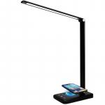 Lampa de birou LED, YDA tech®, cu incarcare wireless, compatibila Android si IOS, touch control, reglare intensitate lumina rece/calda, timing inchidere, negru