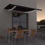 vidaXL Copertină retractabilă manual cu LED, antracit, 400x300 cm