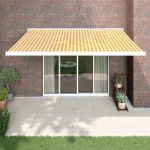 vidaXL Copertină retractabilă galben și alb, 4x3 m, textil și aluminiu