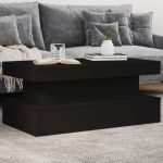 vidaXL Măsuță de cafea cu lumini LED, negru, 90x50x40 cm