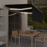 vidaXL Copertină retractabilă manual cu stor & LED, antracit, 4x3 m