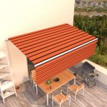 vidaXL Copertină retractabilă manual, cu stor, portocaliu&maro, 5x3 m