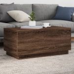 vidaXL Măsuță de cafea cu lumini LED, stejar maro, 90x50x40 cm