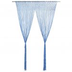 vidaXL Perdea macrame, albastru, 140 x 240 cm, bumbac