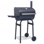 vidaXL Grătar barbecue cu cărbuni, afumătoare și raft inferior, negru