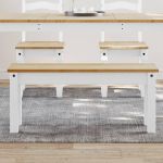 vidaXL Banchetă de bucătărie Panama, alb, 105x30x45 cm, lemn masiv pin