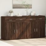 vidaXL Comode, 2 buc., maro, stejar fumuriu, 79x38x80cm, lemn compozit