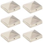 vidaXL Capace stâlpi de gard piramidă 6 buc. 81x81 mm oțel inoxidabil