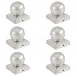 vidaXL Capace stâlpi tip glob, 6 buc., 91 x 91 mm, metal galvanizat