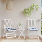 vidaXL Perne de scaun, 2 buc., albastru&alb, 40x40x7 cm, textil, dungi