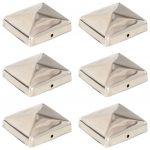 vidaXL Capace stalpi de gard piramidă 6 buc. 71x71 mm oțel inoxidabil