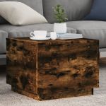 vidaXL Măsuță de cafea cu lumini LED, stejar fumuriu, 50x50x40 cm