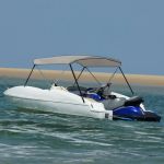 vidaXL Parasolar bimini cu 2 arcuri, gri, 179x156x93 cm