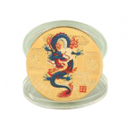 Monedă comemorativă dragon chinezesc Moneda de colecție dragon din zodiacul chinezesc de 4 cm, pictată, placată cu aur, monedă din metal, dragon chinezesc Moneda de anul dragonului cu capac transparent 6