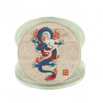 Monedă comemorativă dragon chinezesc Moneda de colecție dragon din zodiacul chinezesc de 4 cm, pictată, placată cu aur, monedă din metal, dragon chinezesc Moneda de anul dragonului cu capac transparent 7