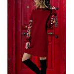 Rochie de toamnă cu mâneci lungi Graciana burgundy L