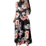 Rochie maxi florala de toamna negru XL