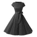 Rochie cu buline cu panglică negru XL