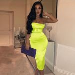 Rochie midi sexy cu spatele gol galben neon M