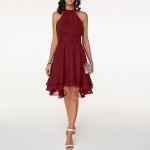 Rochie formală în jurul gâtului burgundy M