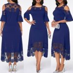 Rochie midi formala plus marime albastru M