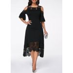 Rochie midi formala plus marime negru 3XL