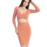 Rochie sexy cu maneca lunga roz M