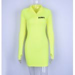 Rochie mini sport cu mâneci lungi verde neon XS