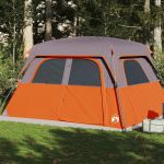 vidaXL Cort de camping pentru 6 persoane, gri/portocaliu, impermeabil