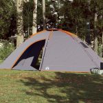 vidaXL Cort de camping pentru 8 persoane, gri/portocaliu, impermeabil
