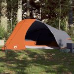 vidaXL Cort de camping pentru 4 persoane, gri/portocaliu, impermeabil