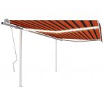 vidaXL Copertină retractabilă manual LED portocaliu/maro,4,5x3,5 m