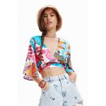 Bluza crop cu imprimeu pentru plaja