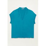 Bluza cu aspect satinat si decolteu in V