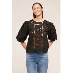 Bluza de bumbac cu decupaje